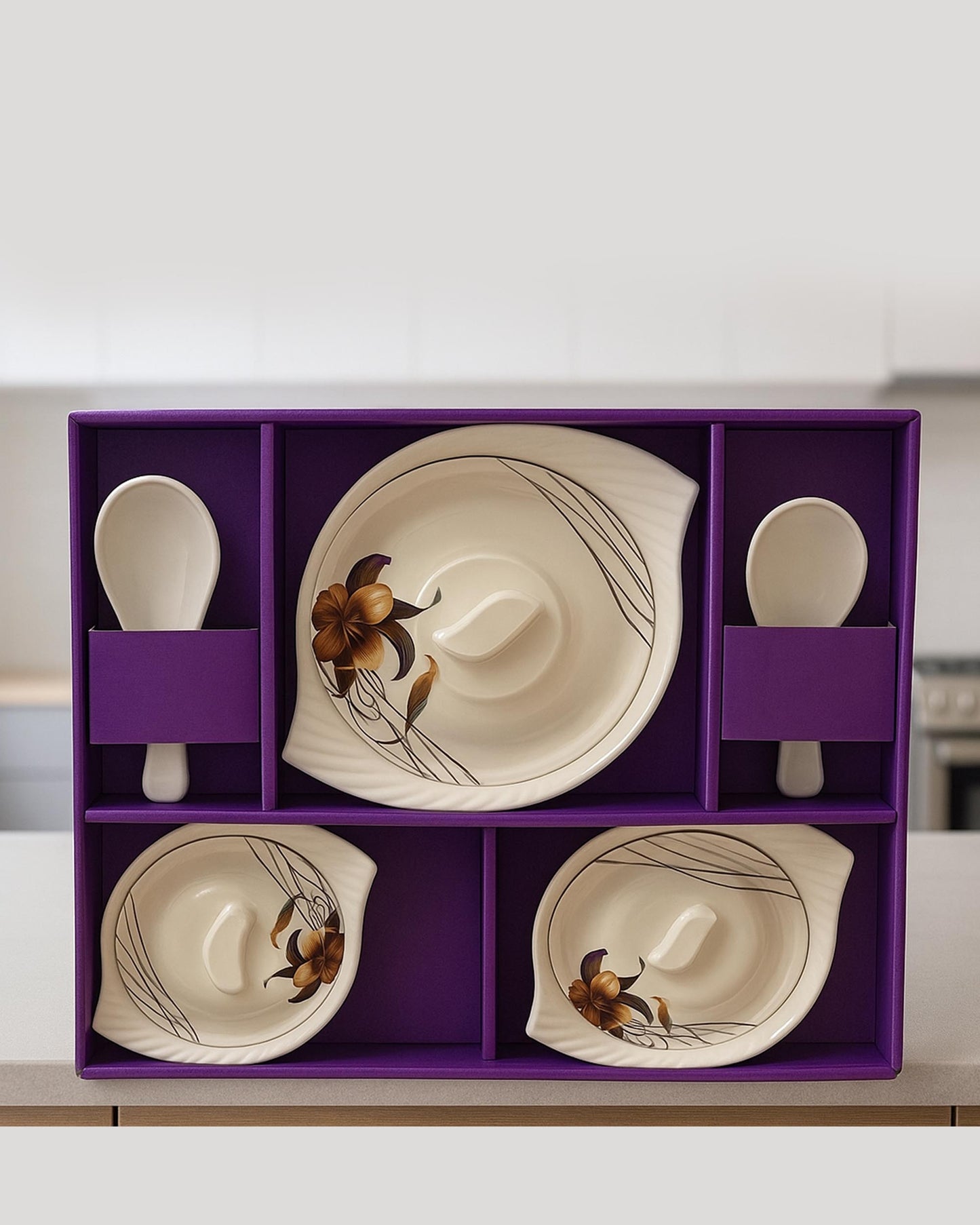 Rustic Stone Ceramic Mug & Snack Plate Set – 7 Pieces