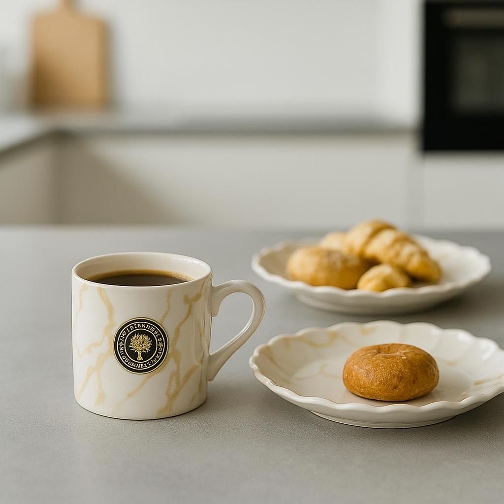 Novera Marble Luxe Ceramic Set (6 Mugs & 2 Plates)