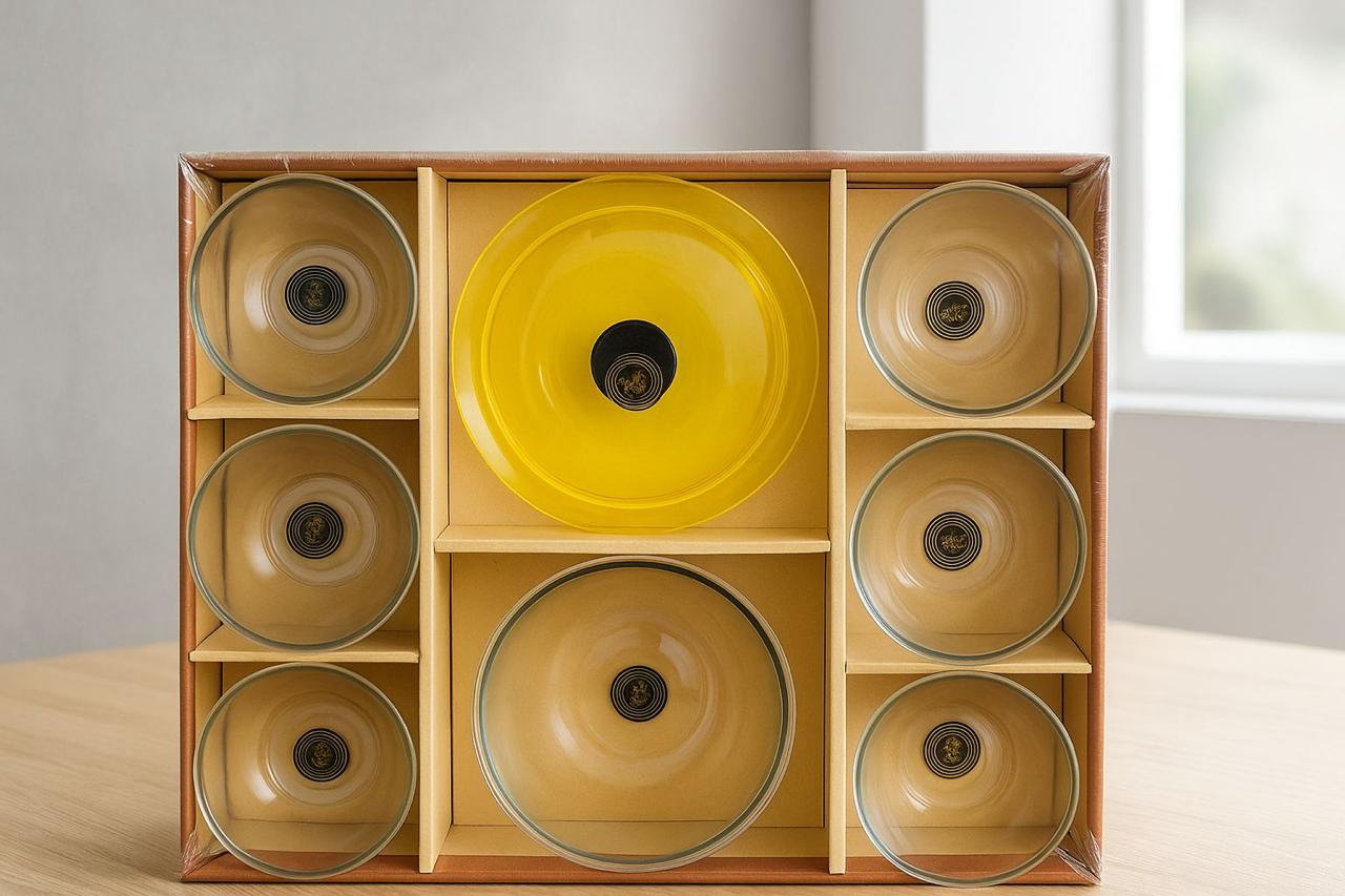 Elegance Crystal Bowl & Plate Set – 9 Pieces