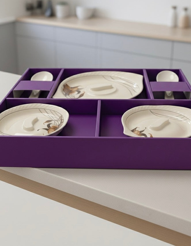 Rustic Stone Ceramic Mug & Snack Plate Set – 7 Pieces