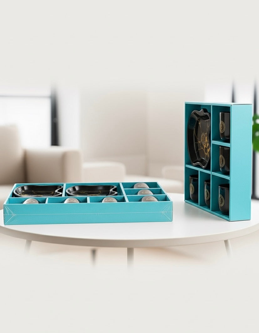 RusticStone Ceramic Mug & Snack Plate Set – 7 Pieces